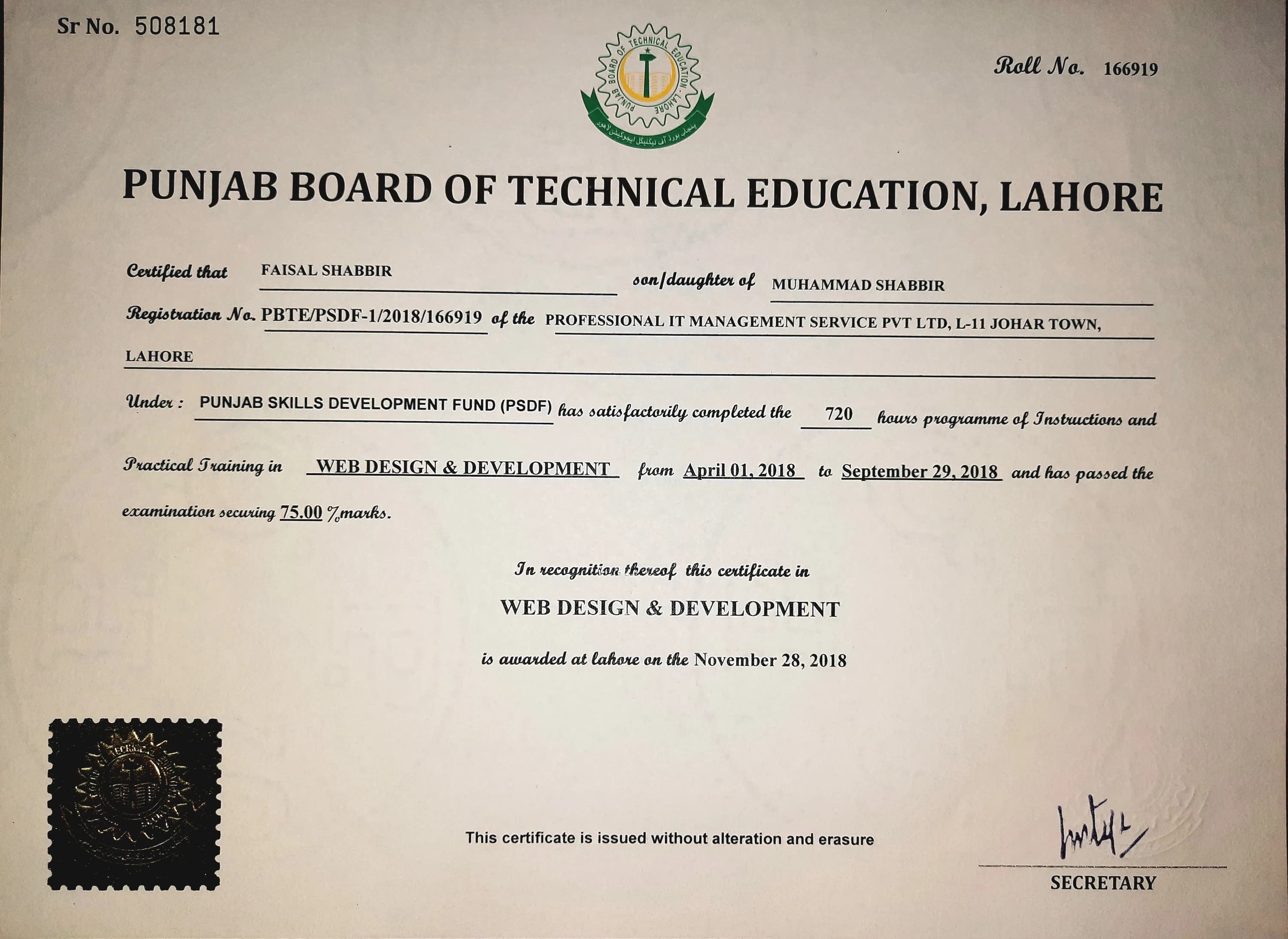 Web Development Certificate